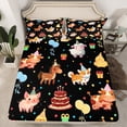 thumbnail image 2 of Feelyou Kawaii Pig Cow Queen Sheet Sets for Teens, Birthday Cake Gifts Flat Sheet, Cute Cat Dog Queen Fitted Sheet, Luxury Bedroom Decor, 4pcs, 2 of 7
