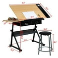 thumbnail image 6 of Yaheetech Drafting Table with 2 Drawers and Stool, 6 of 11