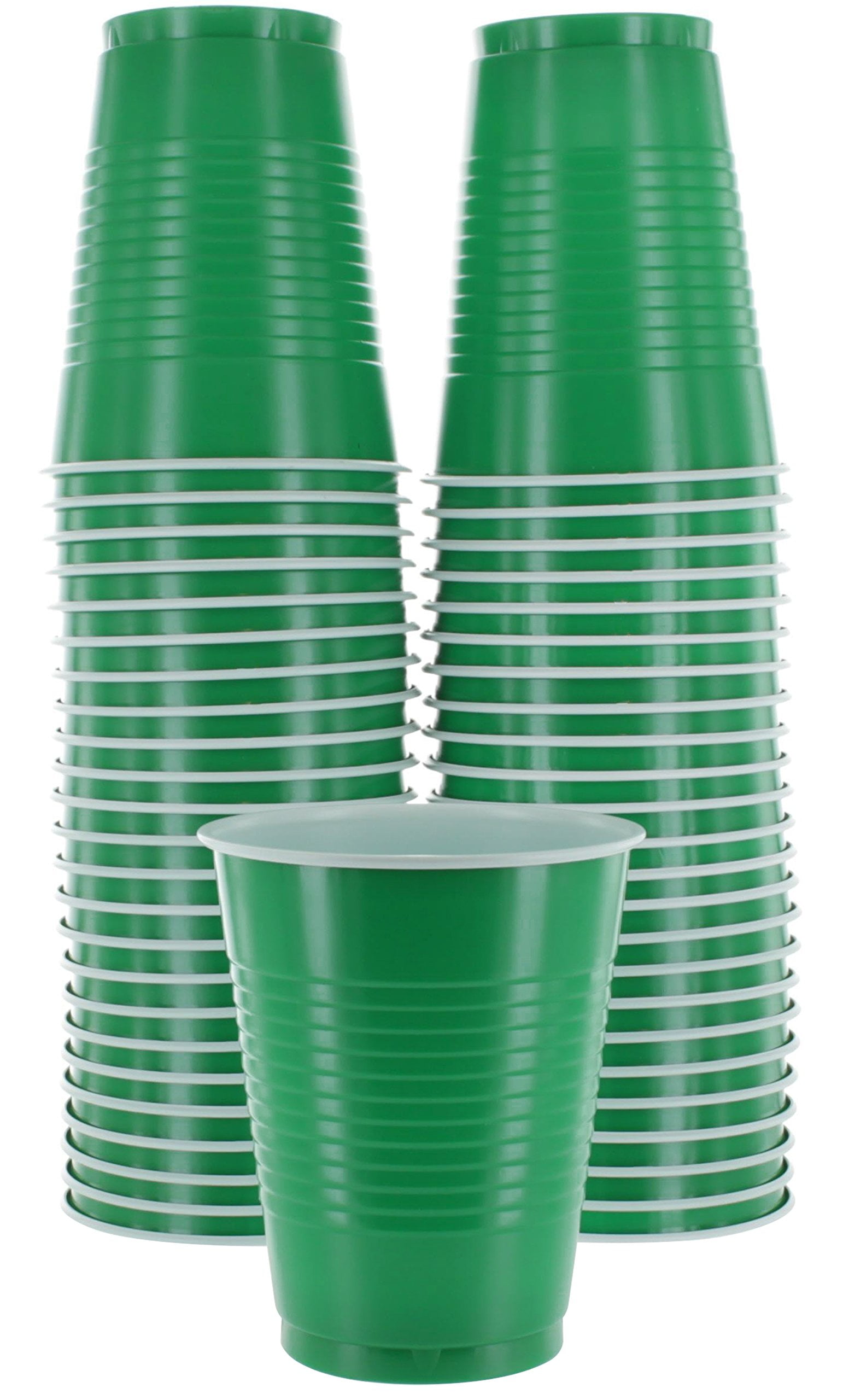 Disposable Plastic Cups, Green Colored Plastic Cups, 18Ounce Plastic