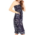 thumbnail image 4 of Sakkas Valdis Women's Boho Harem Loose Baggy Jumpsuit Pants Elephant Smock Elastic - Navy - One Size, 4 of 5