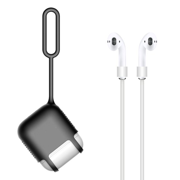 Protective Silicone Case Cover for Apple AirPods with Elastic Hangable Strap