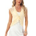 thumbnail image 4 of INSPIRE CHIC Lace Cap Sleeves Cardigan for Women's Floral Evening Wedding Elegant Shrug XL Beige, 4 of 6