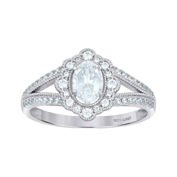 925 Sterling Silver Womens Round Oval Cubic Zirconia Fashion Ring Size 10 Ring for Women - 3.9 Grams