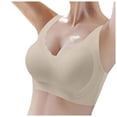 thumbnail image 2 of Women’s Ice Silk Seamless Cold Feeling Thin Soft Support Breathable Comfortable Fixed Bra Underwear, L, Beige, 2 of 4