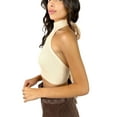 thumbnail image 2 of Txlixc Tirantes femeninos halterneck blusa casual de verano color sólido cuello alto sin mangas blusa sin espalda corta ropa callejera Txlixc  moda, 2 of 4