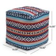 thumbnail image 3 of GDF Studio Hilliard Boho Handcrafted Peruvian Print Cube Pouf, Red, Black, and Multi-Blue, 3 of 6