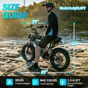 Peak 1000W Electric Bike for Adults,Up to 70Miles,48V 15.6AH Removable Battery, 7 Speed Mountain Bike ,20 Fat Tire Electric Bicycle UL2849