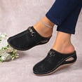 thumbnail image 3 of Wedge Suede Clogs for Women Retro Closed Toe Mules Comfortable Dress Slides Soft Soled Backless Platform Sandals Black Size 9.5, 3 of 8