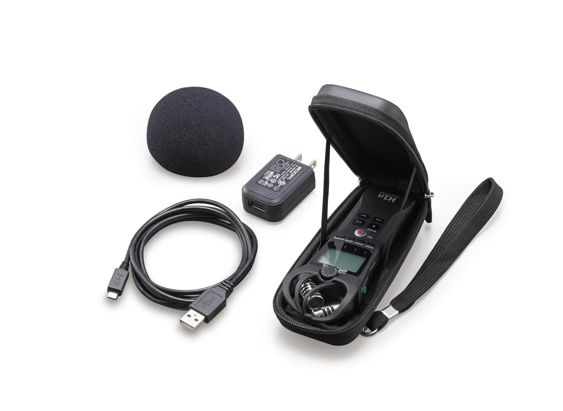 Zoom H1n-VP Portable Digital Recorder Value Pack Black + 32GB microSDHC  Card + Furry Microphone Windscreen 