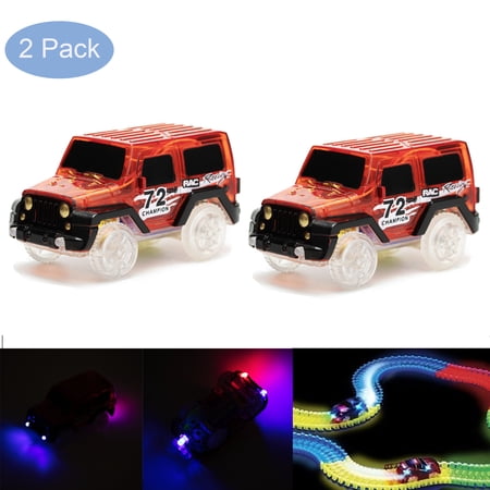 ALING 2 pcs LED Light Up Electric Car Glow In the Dark Race Car ...
