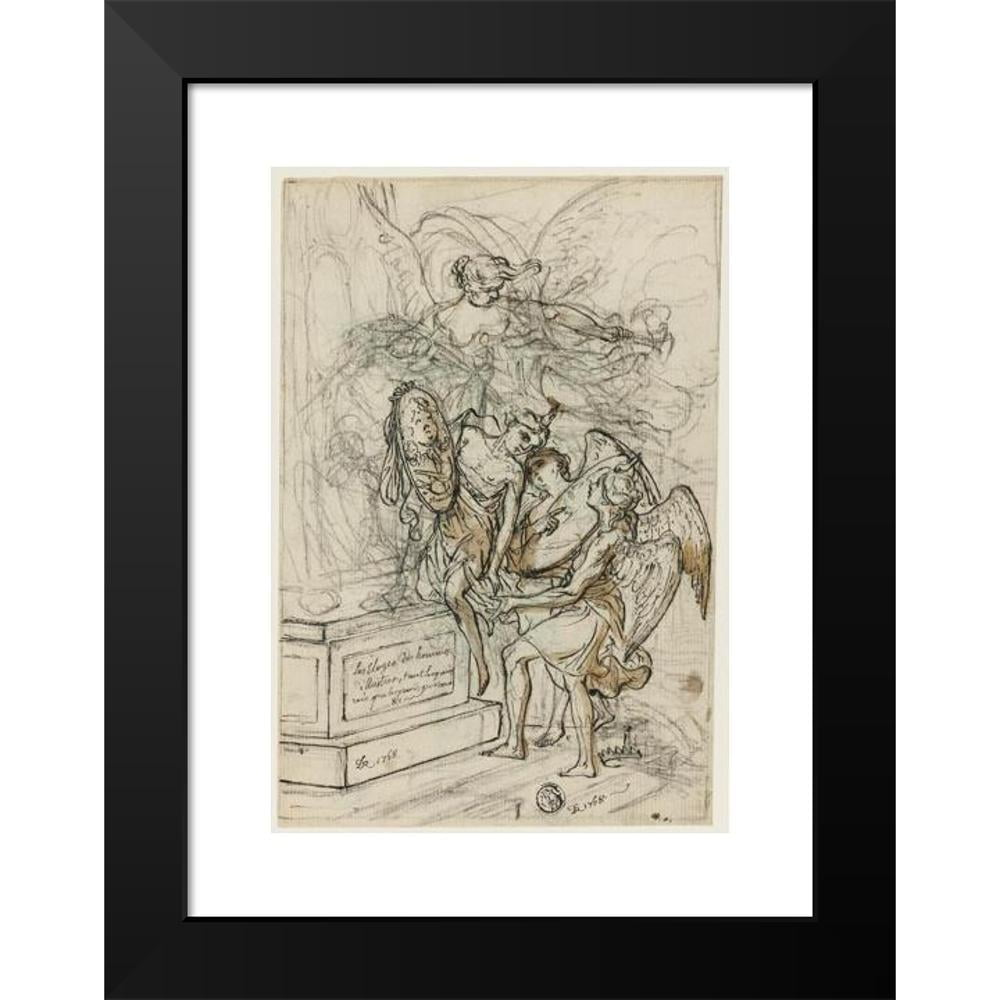 Claude Louis Desrais 11x14 Black Modern Framed Museum Art Print Titled - Allegory in Honor of King Stanislas Leczynski
