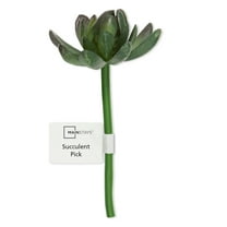 Mainstays Artificial Succulent Pick 2.5 inch x 4.75 inch Green Echeveria With Purple Tips