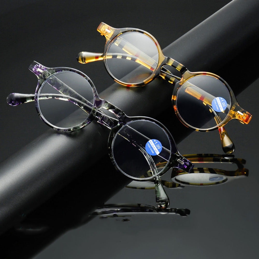 3 Pairs of Classic Purple and Green Round Reading Glasses 1.00 Blue Light Blocking Floral Readers +1.00 Plastic