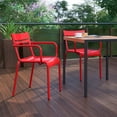 thumbnail image 4 of Flash Furniture Nash Commercial Grade Red Steel Indoor-Outdoor Stackable Chair with 2 Slats and Arms, Set of 2, 4 of 13