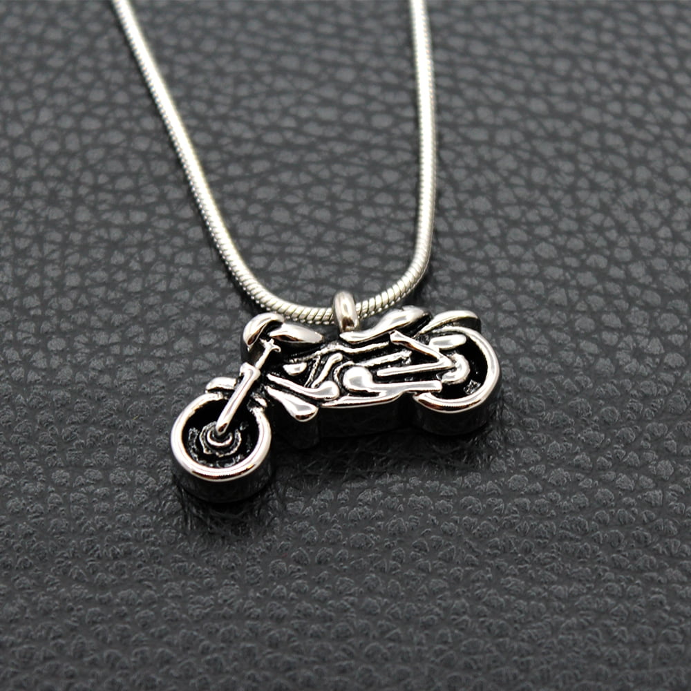 Ashes Holder Stainless Steel Motorcycle Biker Cremation Urn Necklace for Ashes Cremation Jewelry Memorial Necklace Keepsake with FREE Funnel Kit