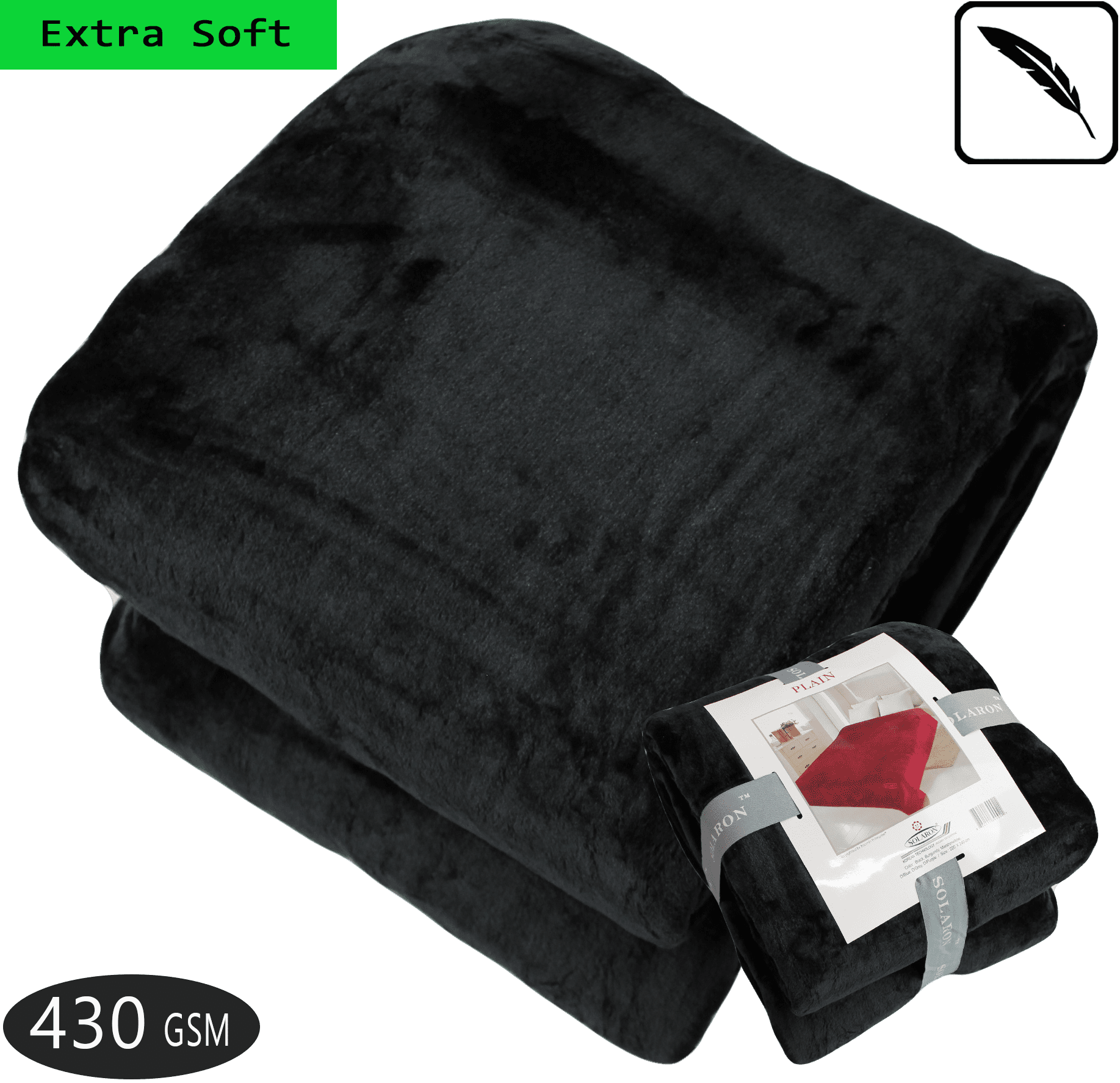 Queen Blanket Black Korean Mink Flannel Throw Plush Blankets X Large