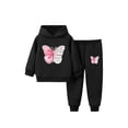 thumbnail image 3 of Jowowha Kids Girls 2 Piece Tracksuit Sweatsuit Hoodies Sweatshirt Pullover with Jogger Sweatpants Set Black 120, 3 of 5