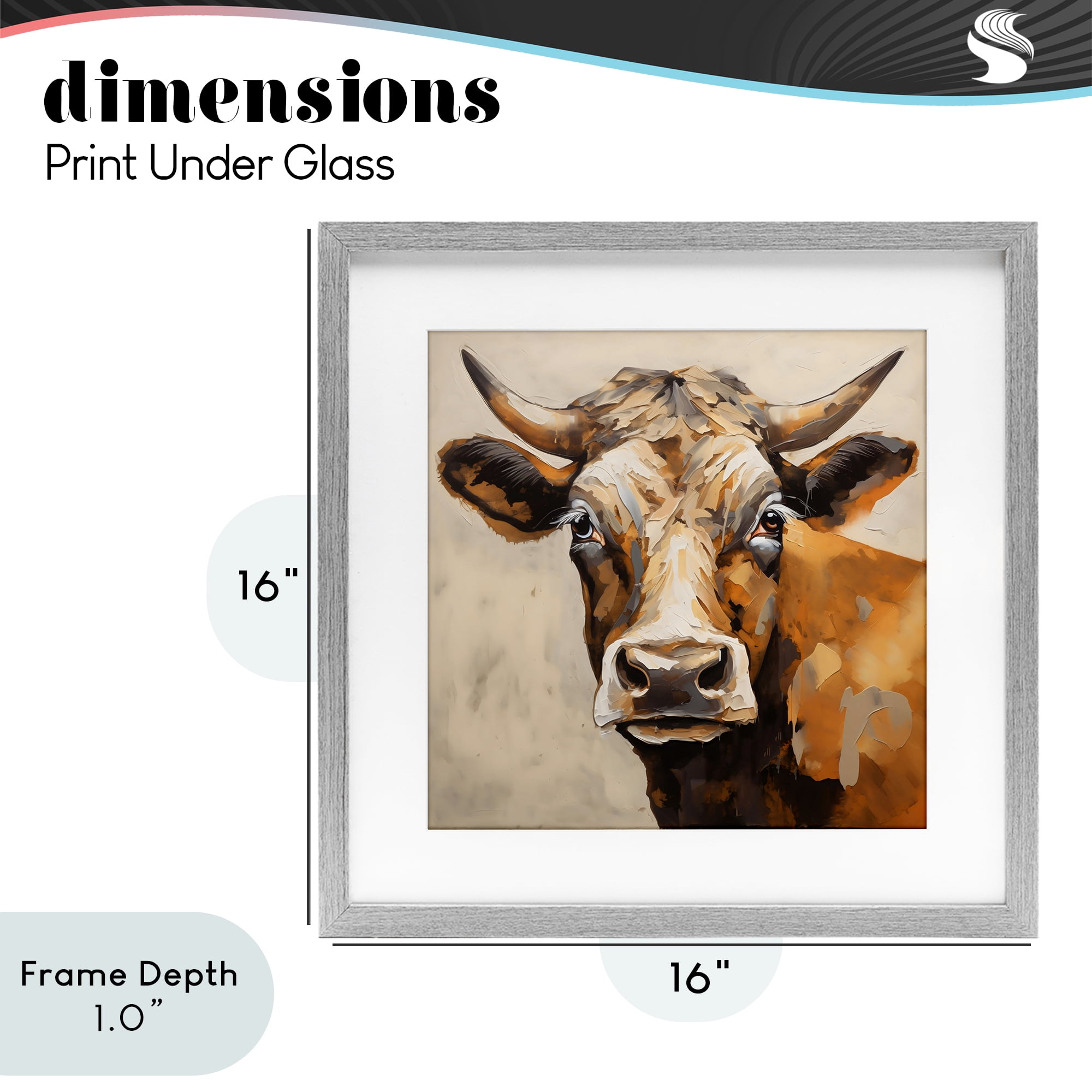 Stupell Industries Beautiful Brown Bovine Gray Framed Print Under Glass, design by Creative Studio