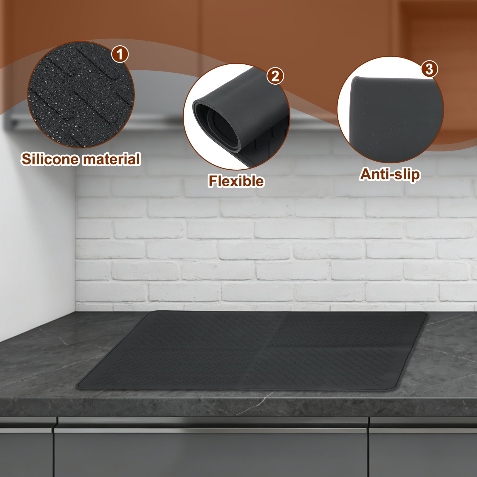 Uxcell Stove Top Covers for Electric Stove,28 x 20 Inch Silicone Cooktop Protector Waterproof Oven Cover Dish Drying Wave Pattern Mats for Kitchen Glass Top, Stovetop, Oven, Black