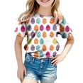 thumbnail image 4 of Staki Easter Shirts for Girls Easter Toddler Girls T-Shirts Bunny Short Sleeve Shirts Kids T Shirts Cotton Girls Summer Tops T-Shirts 1-9Y 10-13Y(White,4-5 Years), 4 of 6