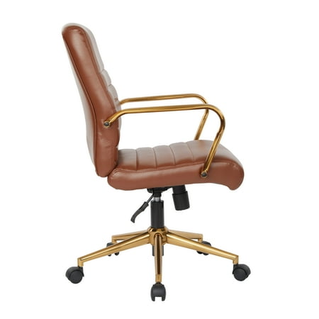 OSP Home Furnishings - Baldwin 5-Pointed Star Faux Leather Office Chair - Saddle