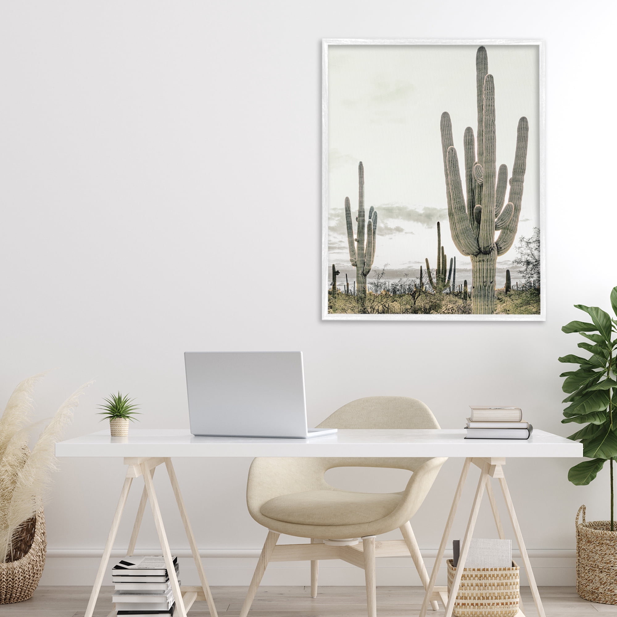 Stupell Industries Subdued Desert Cacti White Framed Giclee Art, design by Kim Allen