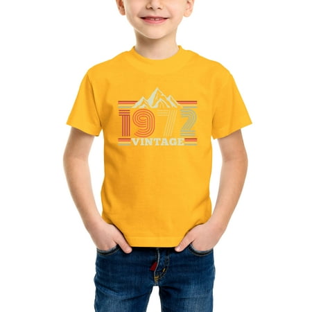

Envmenst Boys Short Sleeve T-Shirt Mountains Hiking 1972 50 Years of Being Funny 50th Birthday Graphic Kids Girls Tee Unisex Top