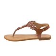 thumbnail image 3 of Beverly Hills Polo Club Kid Girls Thong Sandal with Multi Flower Accents, Brown, 13, 3 of 4