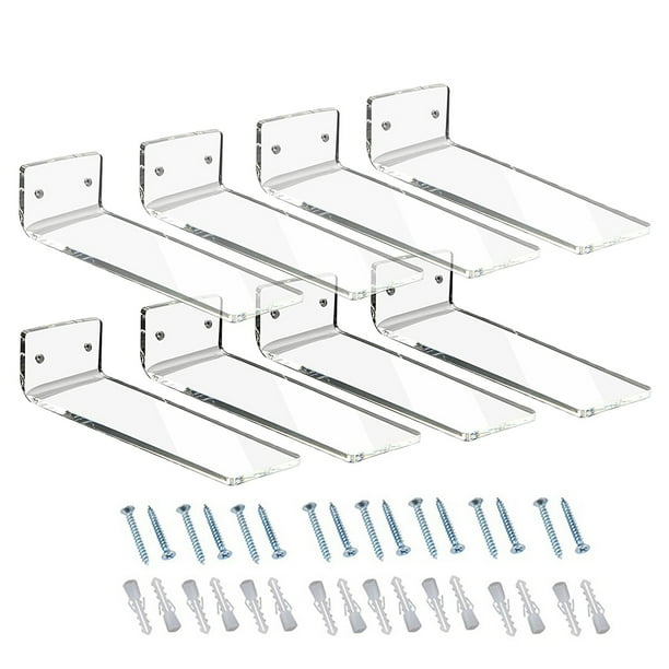 Floating Shoe Display Shelves for Wall Mount, Set of 8Clear Acrylic