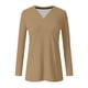 thumbnail image 4 of Xuyuer Women's V-Neck Long Sleeve Slim Drape Hem Solid Color Casual Blouse, Flowy T-Shirt Top for Business Casual, Dinner Dates and Elegant Daily Fashion, 4 of 5