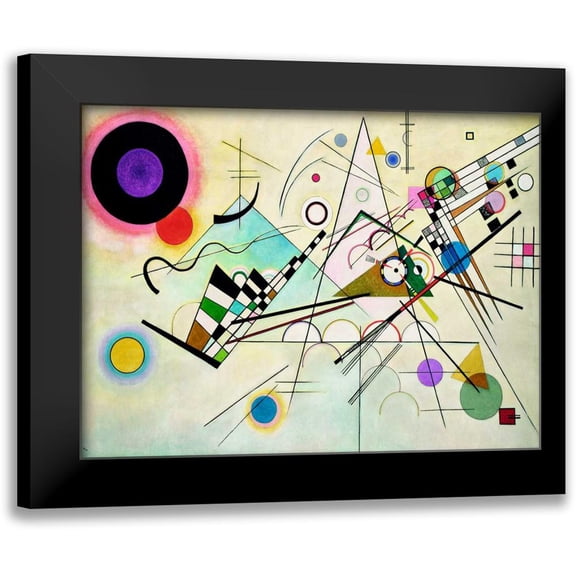 Kandinsky, Wassily 14x12 Black Modern Framed Museum Art Print Titled - Composition VIII