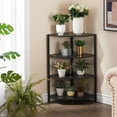 thumbnail image 2 of VECELO Set of 2 Corner Shelf, 4-Tier Corner Bookshelf Small Bookcase Display Rack Plant Stand, Black, 2 of 7