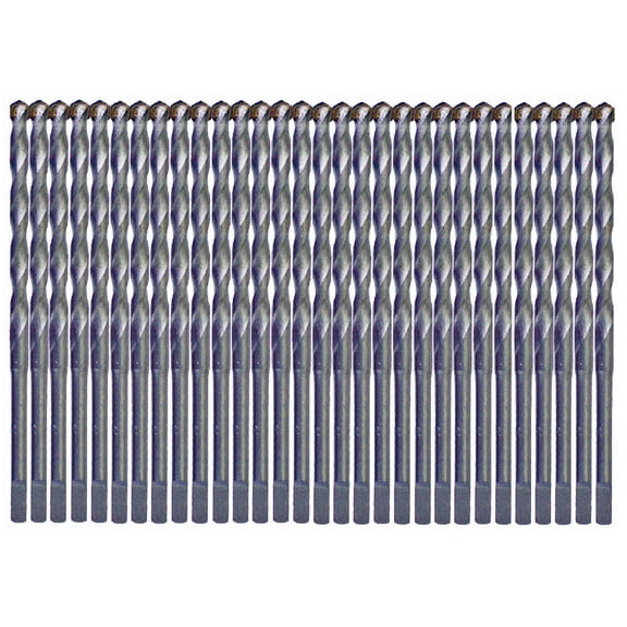 Masonry Drill Bit Set 30Pcs 5/32 in.x 3-1/2 in. Carbide Tip Flat Shank Drill Concrete Stone Bricks