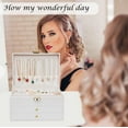 thumbnail image 7 of Jewelry Organizer Box, 3 Layers with 2 Drawers Women Jewelry Box, Large Jewelry Organizers Jewelry Boxes Display Earring Necklace Watch Bracelet and Rings (White), 7 of 7