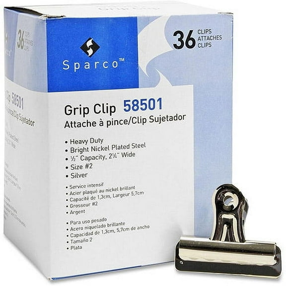 Business Source Bulldog Grip Clips - No. 2 - 2.3" Width - for Paper - Heavy Duty - 36 / Box - Silver - Nickel Plated Steel | Bundle of 5