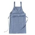 thumbnail image 1 of Delantal de lino, delantal de doble hombro, delantal de cocina, delantal de cocina, cocina casera, con bolsillo para pintar, cafetería, barbacoa, horn Azul, 1 of 9