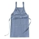 thumbnail image 1 of Delantal de lino con babero de bolsillo, delantal de floristería, delantal informal de cocina para el hogar, delantal suave para barbacoa, Azul, 1 of 9