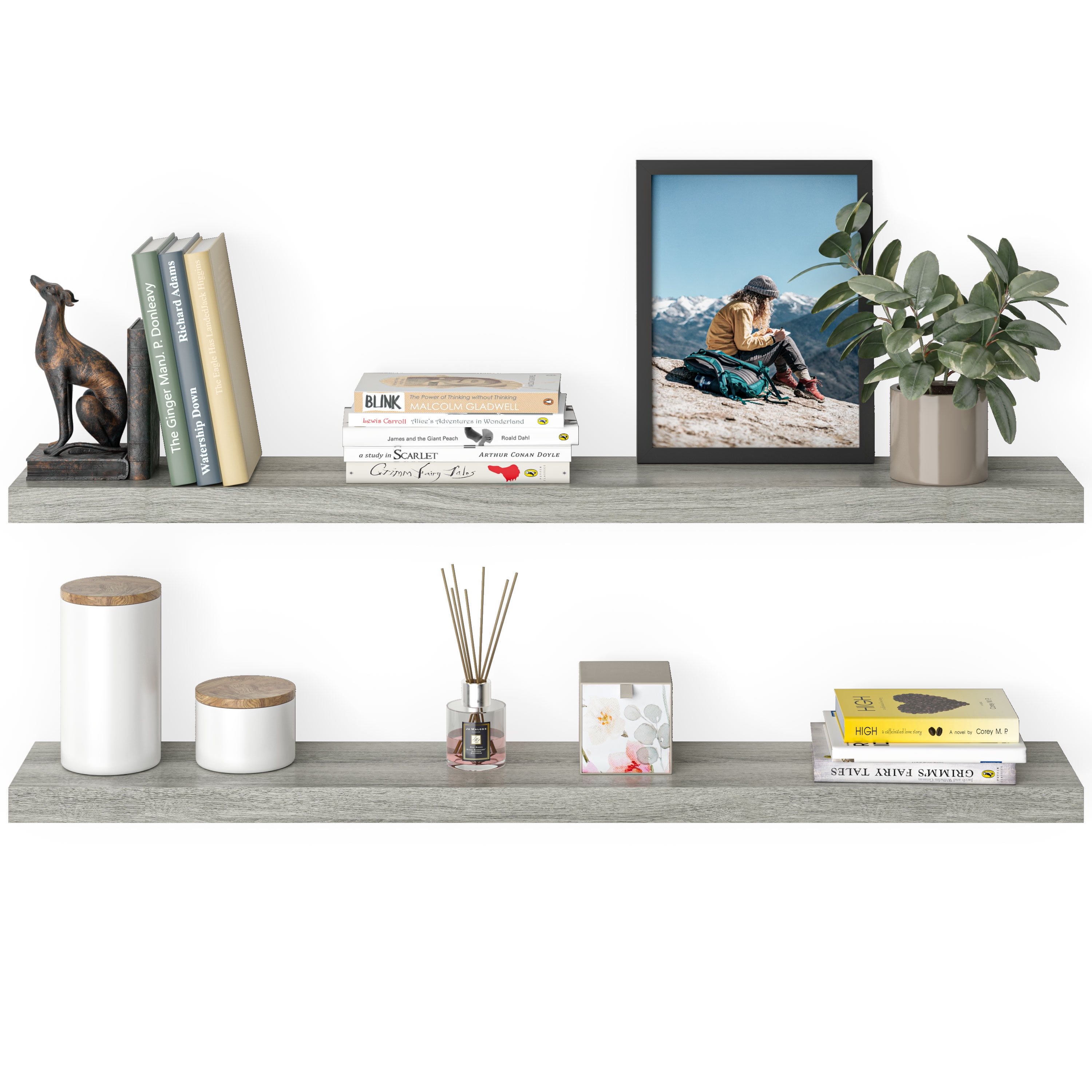 Ballucci Modern Ledge Wall Shelves, Set of 4, White