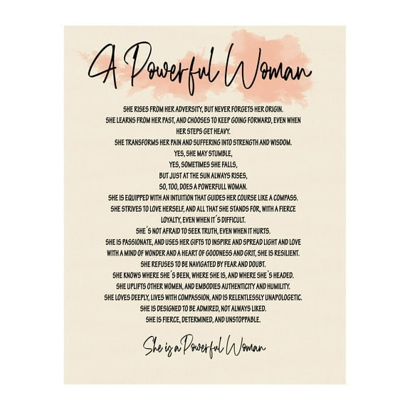 "A Powerful Woman" Inspirational Quotes Wall Sign Print poster Motivational Affirmations Print For Home Decor, Office & Classroom Decor. Great Motivational Gift poster