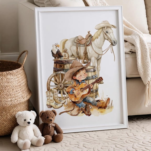 Cowboy Nursery Wall Art, Cowboy Posters, Western Boy Posters, Country Room Decor, Rustic Horse Poster Poster, Farmhouse Nursery Decor, Unframed Poster Size 8x12