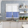 thumbnail image 6 of Half Window Curtain 36 Inches Long, Navy Blue Stripe Window Treatment Curtain Drapes, Modern White Vertical Striped Geometric Small Tier Curtains for Bathroom Over Sink, 27.5"x36", 2 Panels, 6 of 7