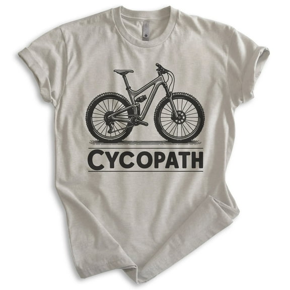 Cycopath Bike T-shirt, Unisex Women's Men's Shirt, Funny Bike Bicycle Cycling Mountain Bike, Light Silk Gray, Medium