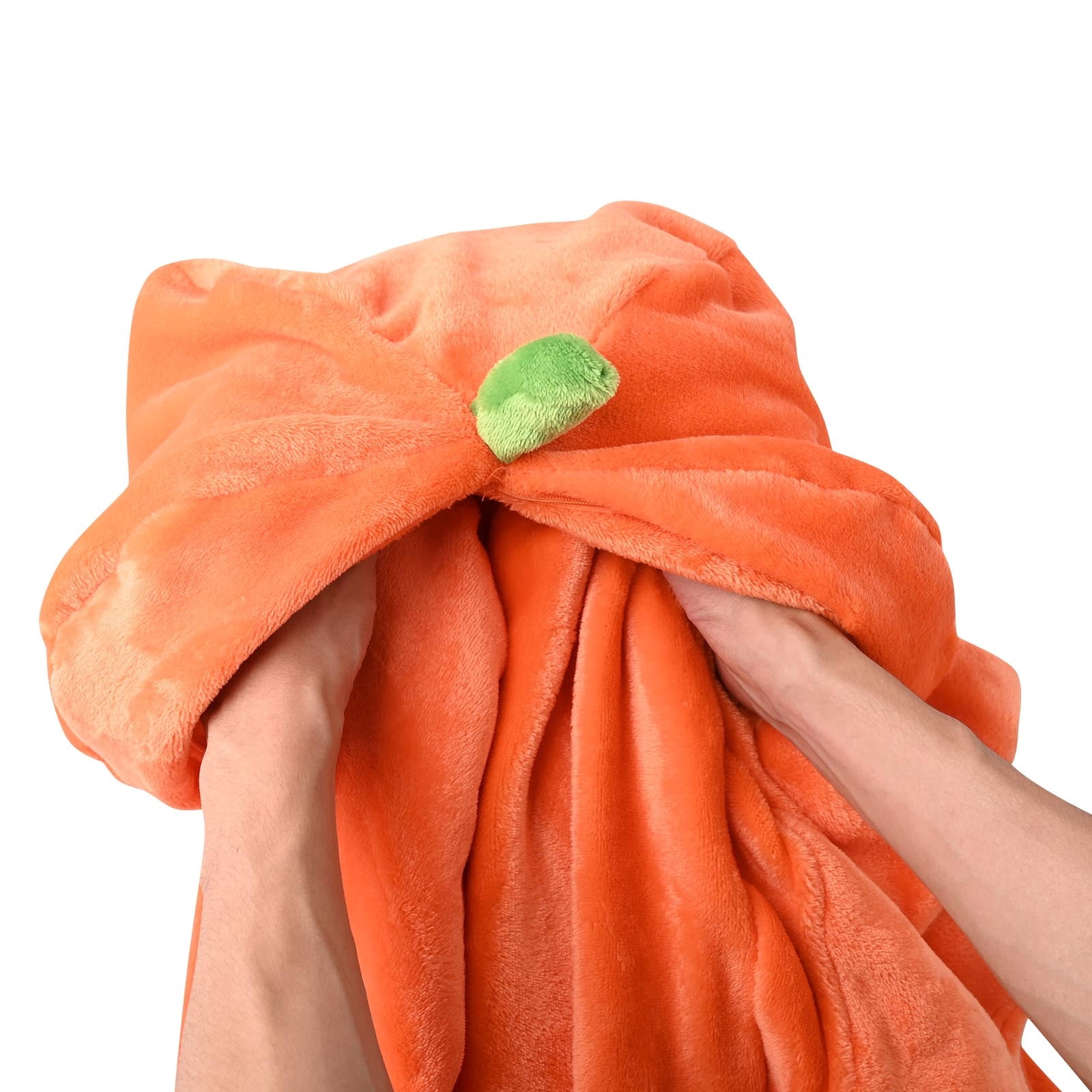 Womens Plush Blanket Hoodie 2-in-1 Oversized Hoodies Pillow Long Sleeve Sweatshirt Mens Adult Halloween Holiday Gift Orange, M