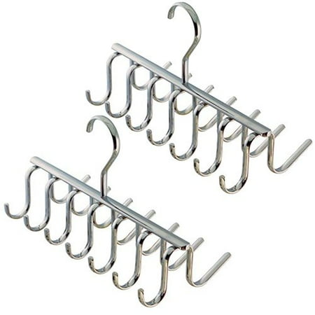 2-PACK of 14 Hook Chrome Closet Hangers for Belts, Ties, Bras, Scarves by, Organize and store your Belts, Ties, Bras, Scarves and more! By Electronix (Best Way To Organize Scarves)