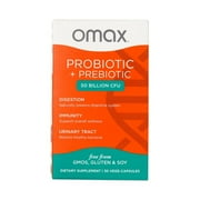 Omax Daily Probiotic & Prebiotic, 50 Billion CFU, Vegan, Dairy & Gluten Free, 30 Capsules, Adults