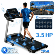YZRUN Treadmill with Incline and Handle, Foldable Treadmill, Portable Walking Pad for Home, 350 LBS Capacity
