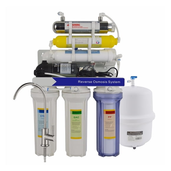 7-Stage Under Sink Remineralization Ultraviolet Reverse Osmosis Water Filtration System - 75GPD,Mineralizing Purifier With 6W UV