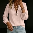 thumbnail image 5 of cocolona Ruffle V Neck Blouses for Women Long Sleeve Solid Color Shirts Fall Trendy Casual Vacation Outfits Tops, 5 of 5