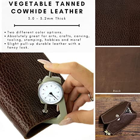 Genuine Leather Sheets Tooling Leather Full Grain Leather 3.6mm-4.0mm  (9-10oz) Thick Cowhide Leather Pieces Square for Crafts Heavy  Weight(Bourbon