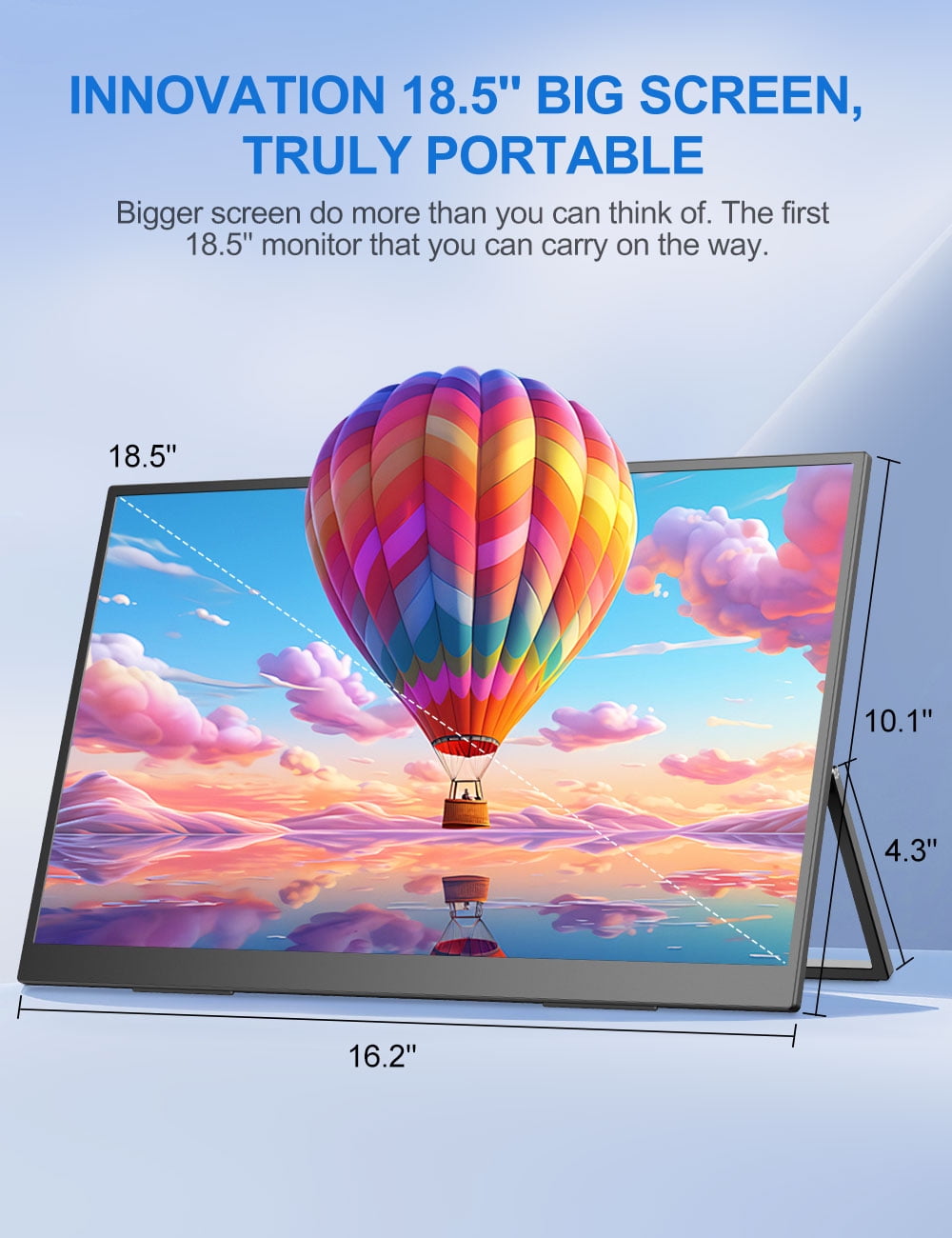 UPERFECT - Portable monitor 18.5" FHD 1080P 120HZ Gaming Monitor W/ Adjustable Stand USB-C Mini HDMI External Monitor